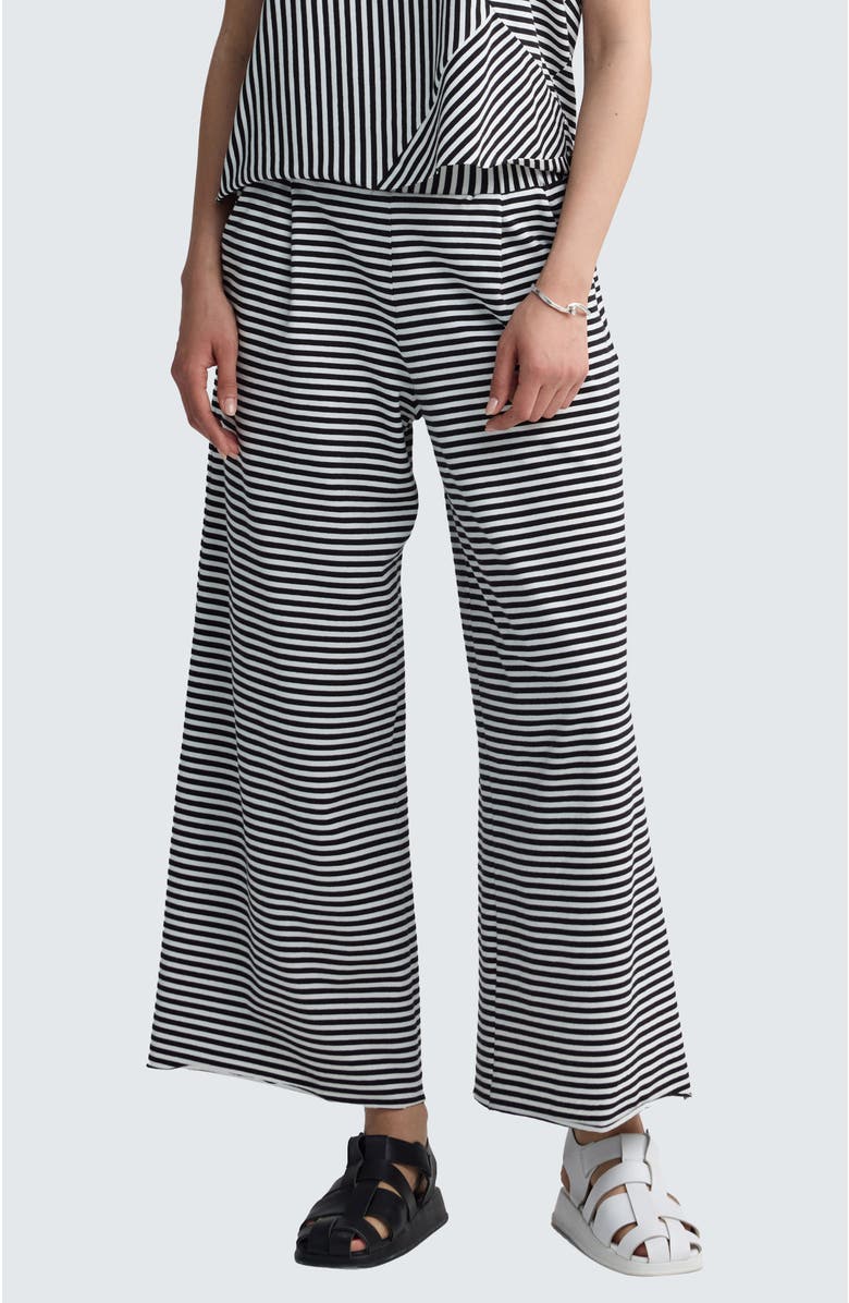 LUUKAA Kaelith Striped Jersey Wide-Leg Pants, Alternate, color, Black Strip