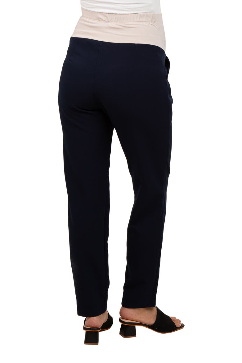 Pleated Relax Fit Maternity Pants, Alternate, color, Navy Blue