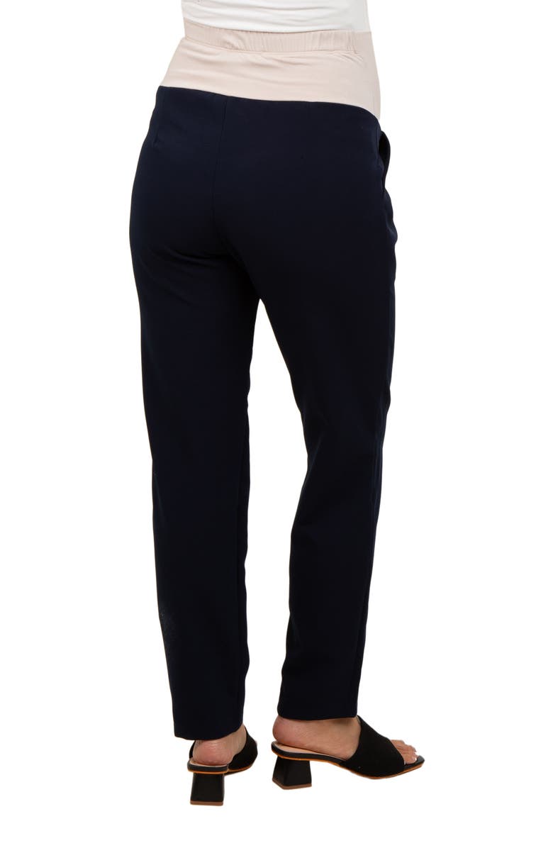 PinkBlush Pleated Relax Fit Maternity Pants, Alternate, color, Navy Blue