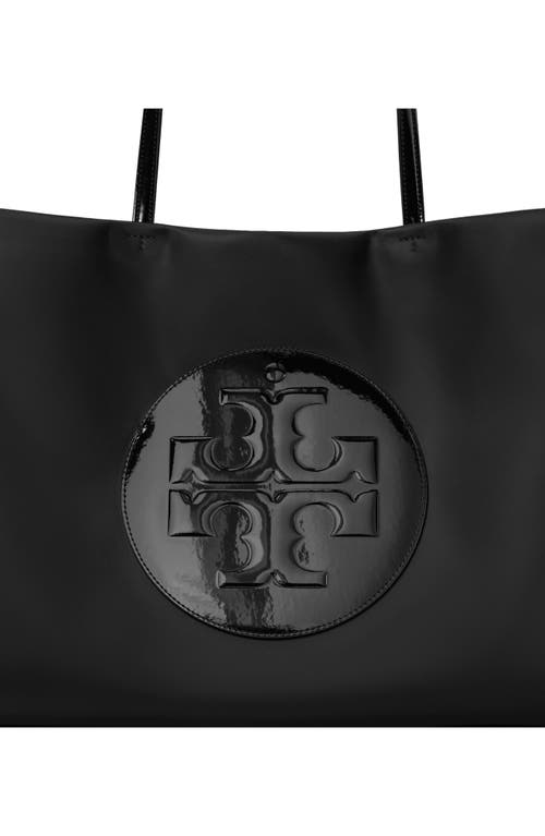 Tory Burch Ella Patent Nylon Tote In Black