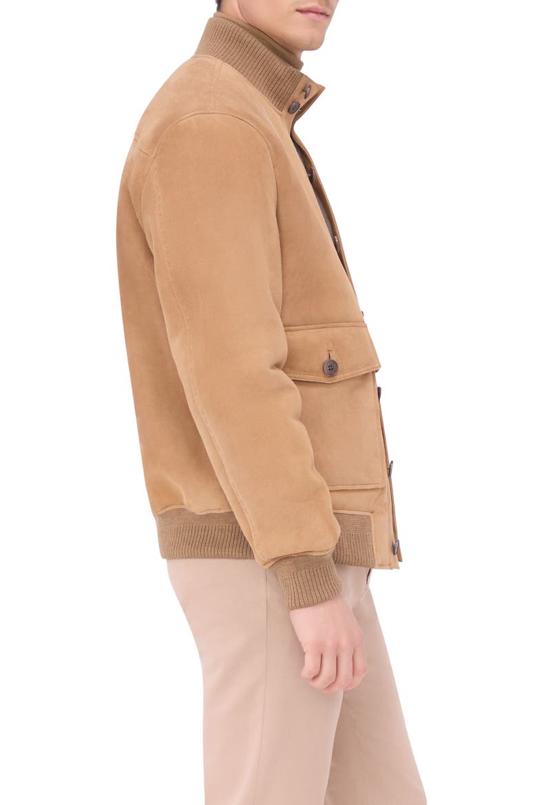 Genuine Shearling Lined Suede Jacket, Alternate, color, CARAMEL