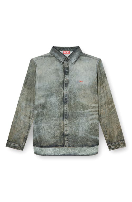 Diesel Mens 02 S-simply-lkct Denim-print Woven Shirt In Gray