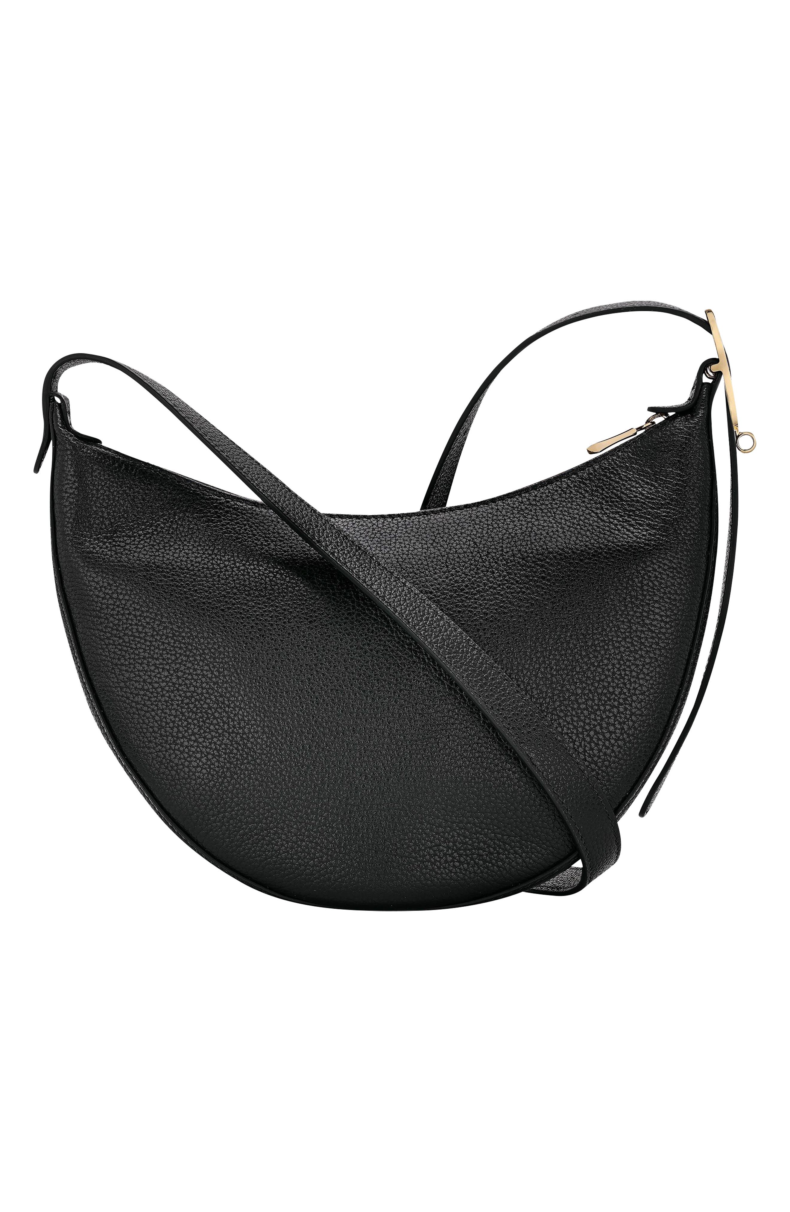 Longchamp Le Foulonne Small Leather Crossbody Bag, Alternate, color, Black