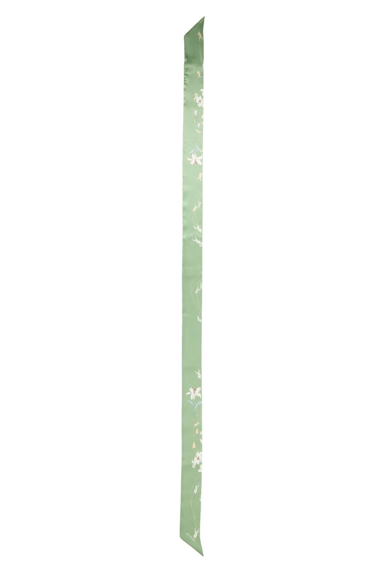 Lily Skinny Silk Scarf, Alternate, color, GREEN