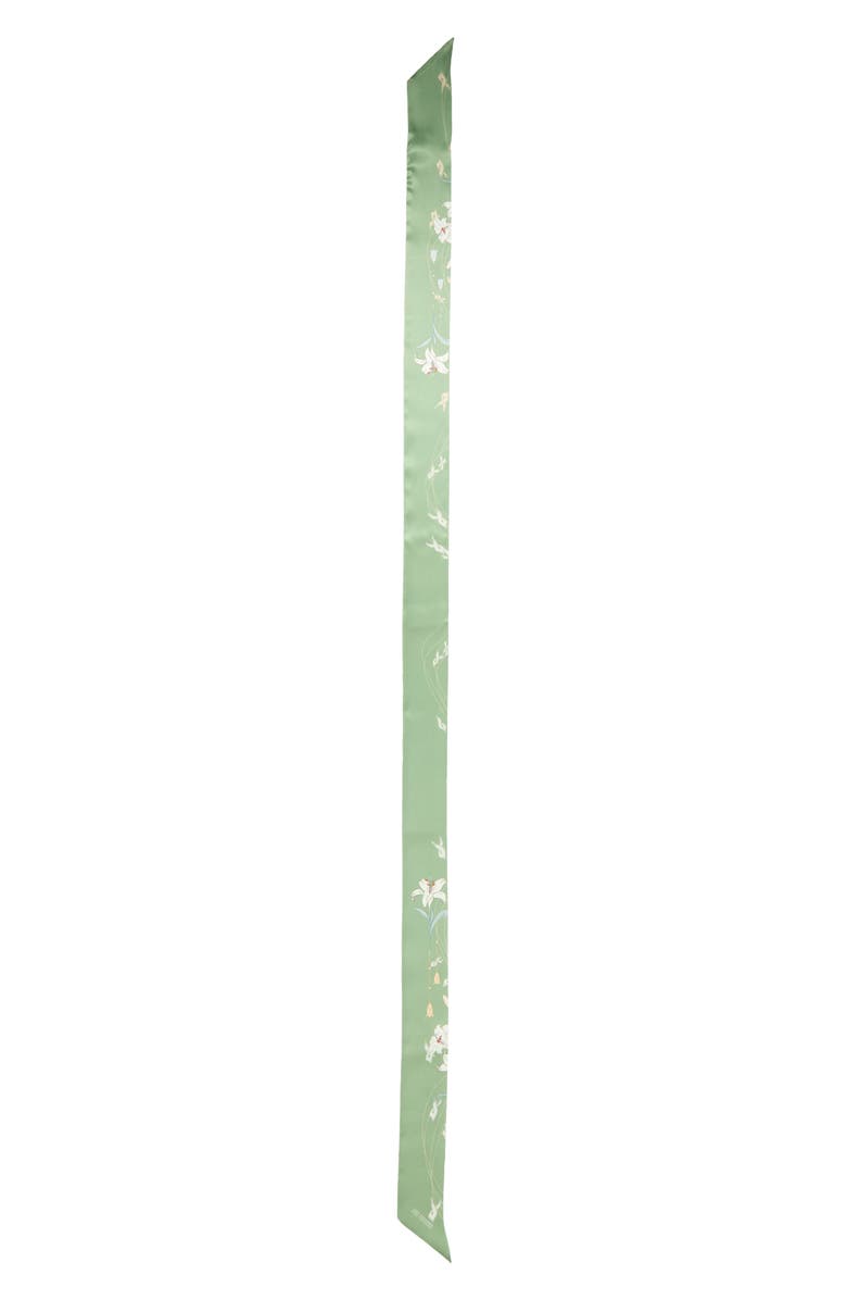 Lost Pattern Lily Skinny Silk Scarf, Alternate, color, Green