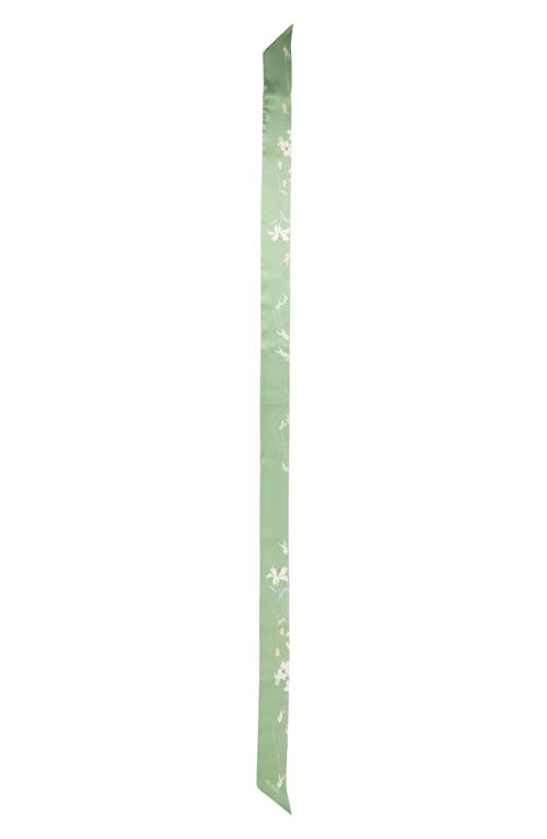 Lost Pattern Lily Skinny Silk Scarf In Green