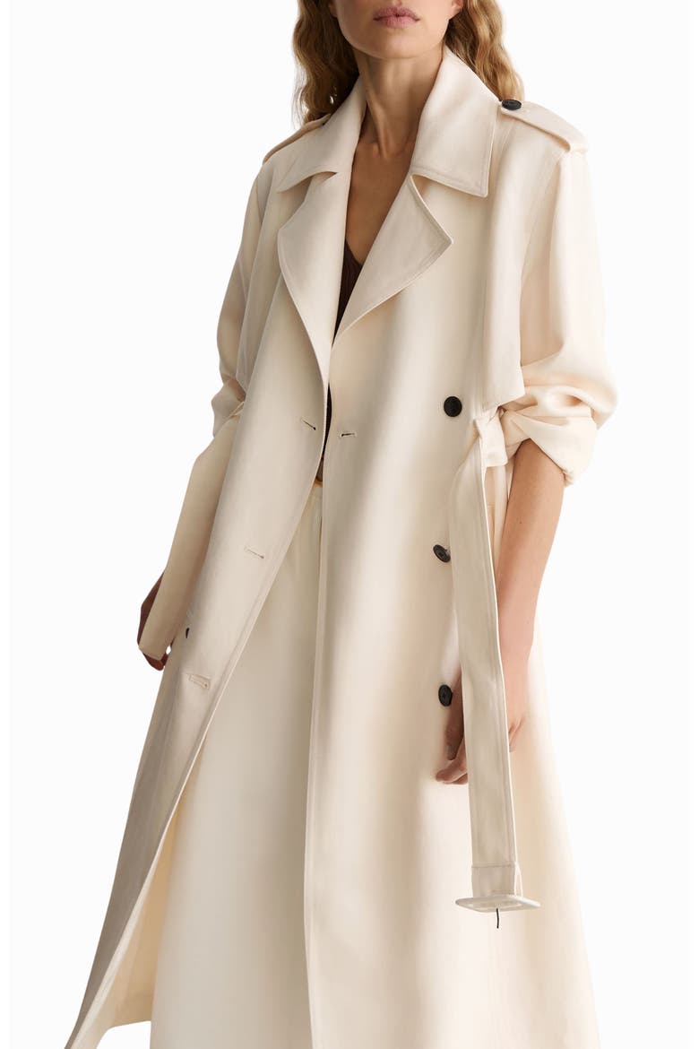 Charli Linen Blend Trench Coat, Alternate, color, WHITE