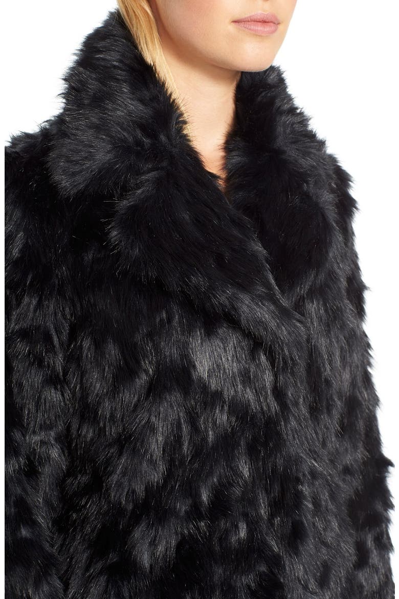 Shaggy Faux Fur Coat, Alternate, color, BLACK