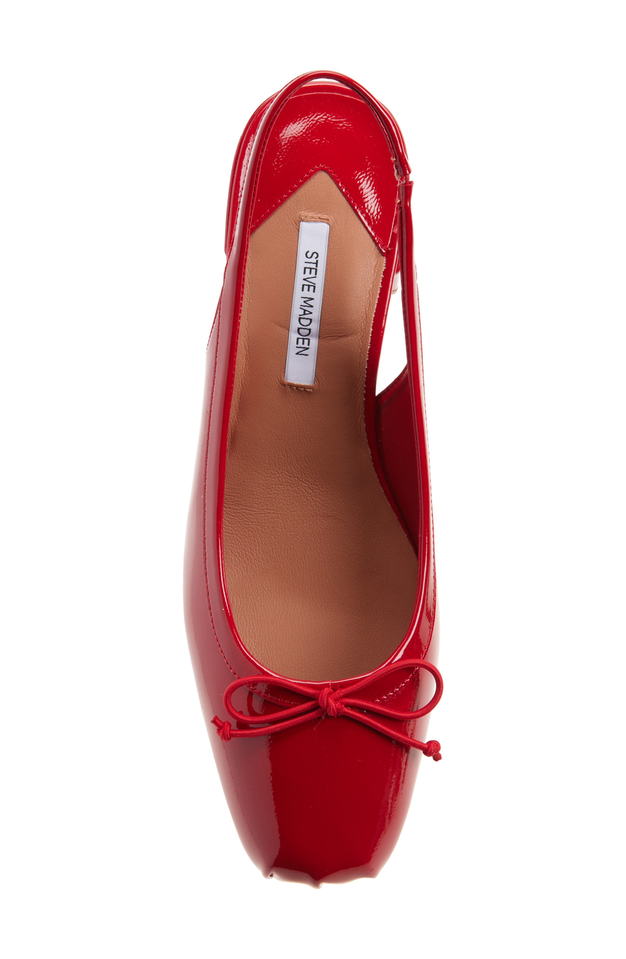 Steve Madden Loved Square Toe Patent Leather Slingback Pump, Alternate, color, Red Crinkle Patent
