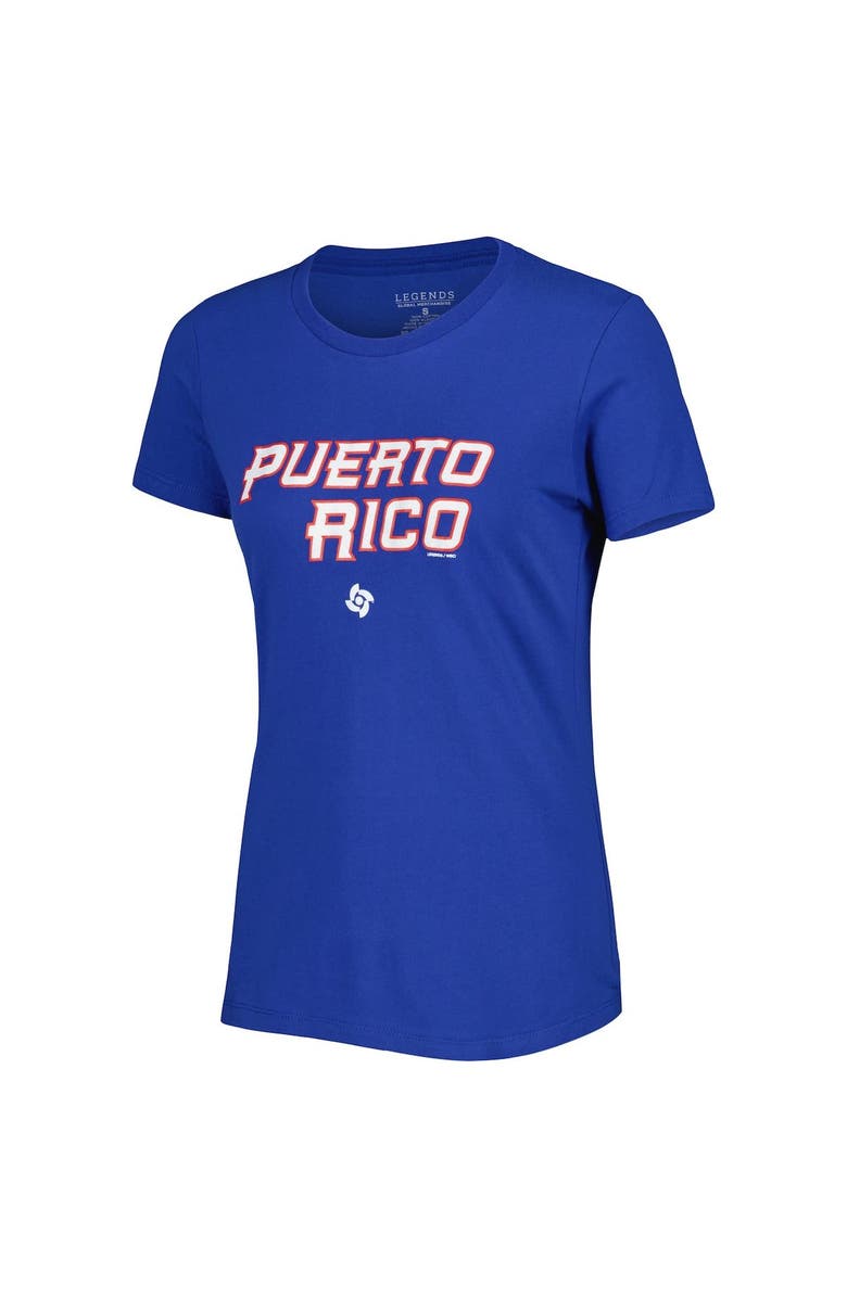 Legends Merchandise Women's LEGENDS Royal Puerto Rico Baseball 2023 World Baseball Classic Country T-Shirt, Alternate, color, 