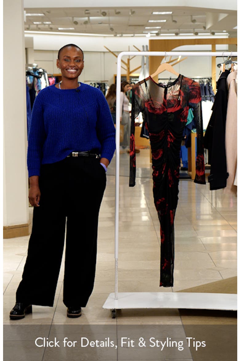 Ruched Long Sleeve Mesh Maxi Dress video
