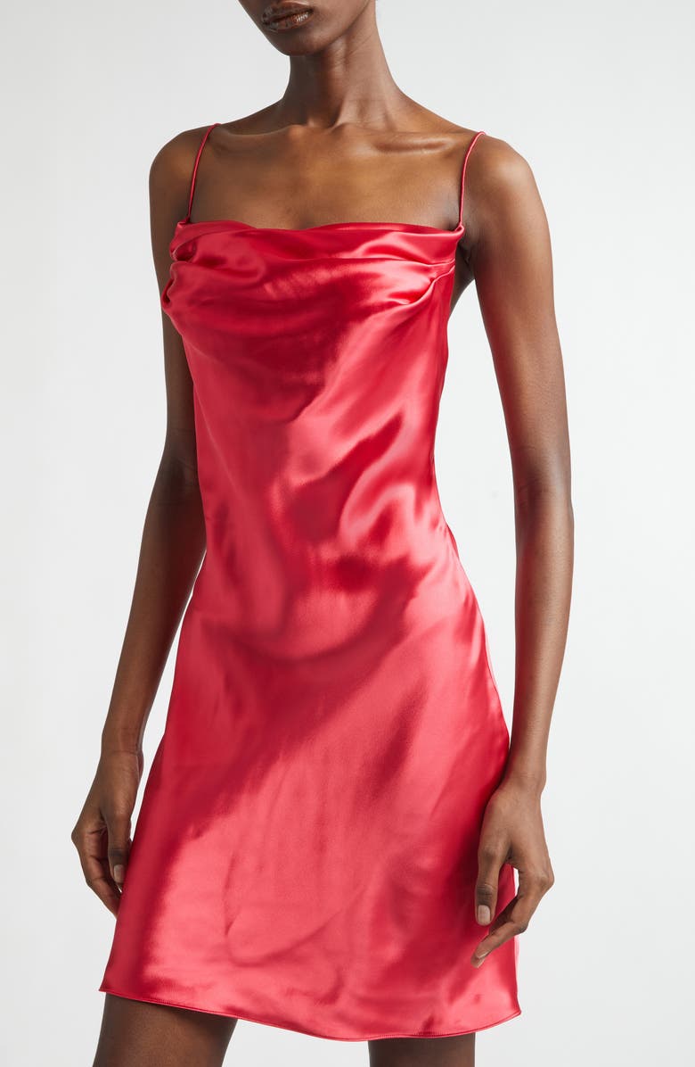 Balmain Thin Straps Satin Slipdress, Alternate, color, 4Pk Live Fuchsia