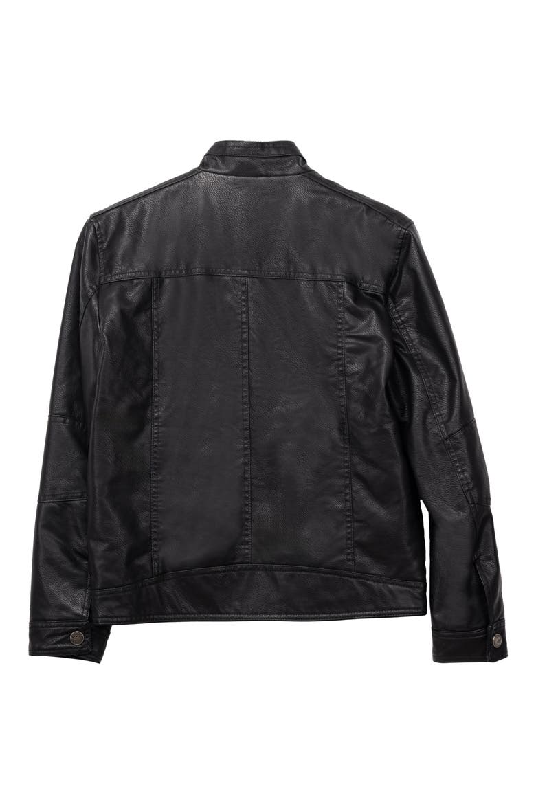 Faux Leather Casual Motorcycle Jacket, Alternate, color, BLACK
