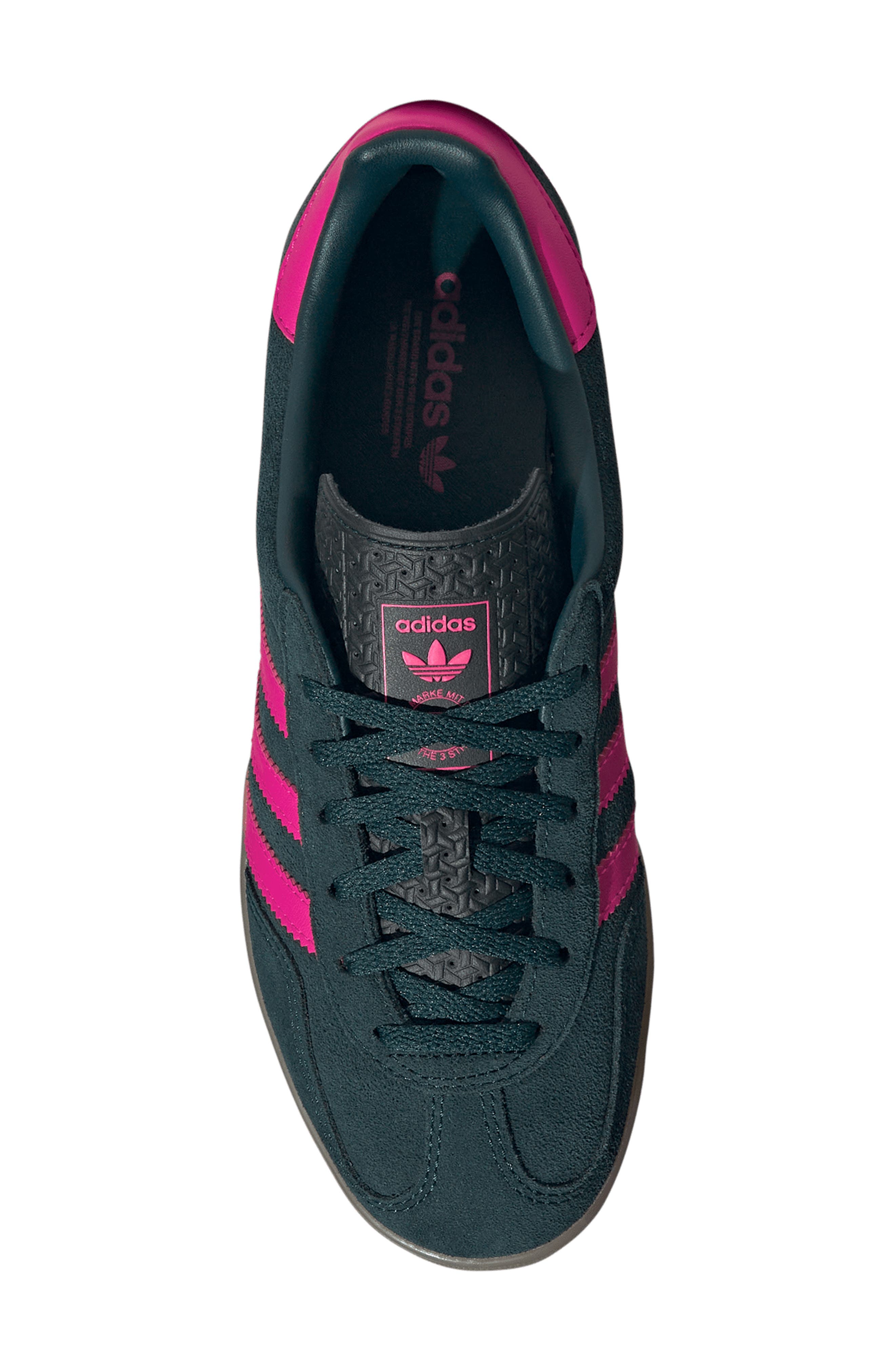 adidas Gazelle Indoor Sneaker, Alternate, color, Aurora Ivy/ Shock Pink/ Gum