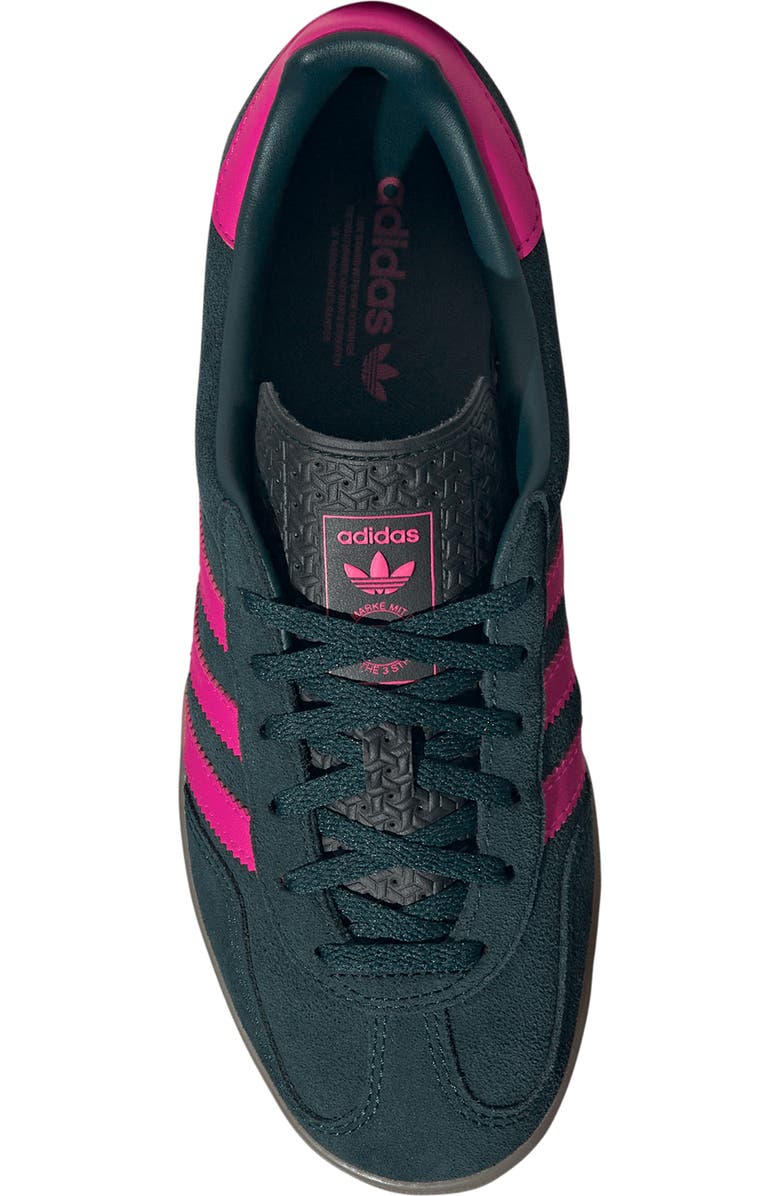 adidas Gazelle Indoor Sneaker, Alternate, color, Aurora Ivy/ Shock Pink/ Gum