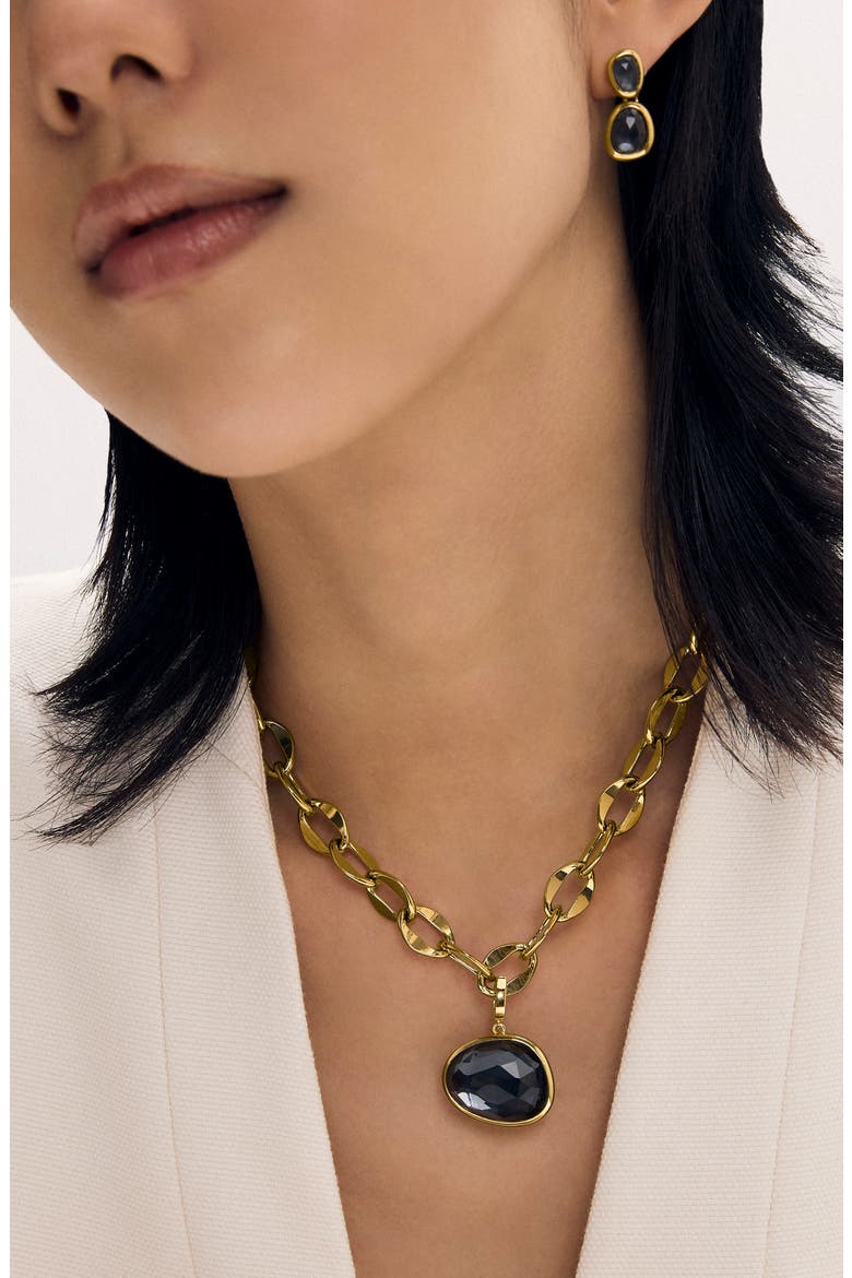 Cala Iridescent Hematite Collar Necklace, Alternate, color, IRIDESCENT HEMATITE/ GOLD