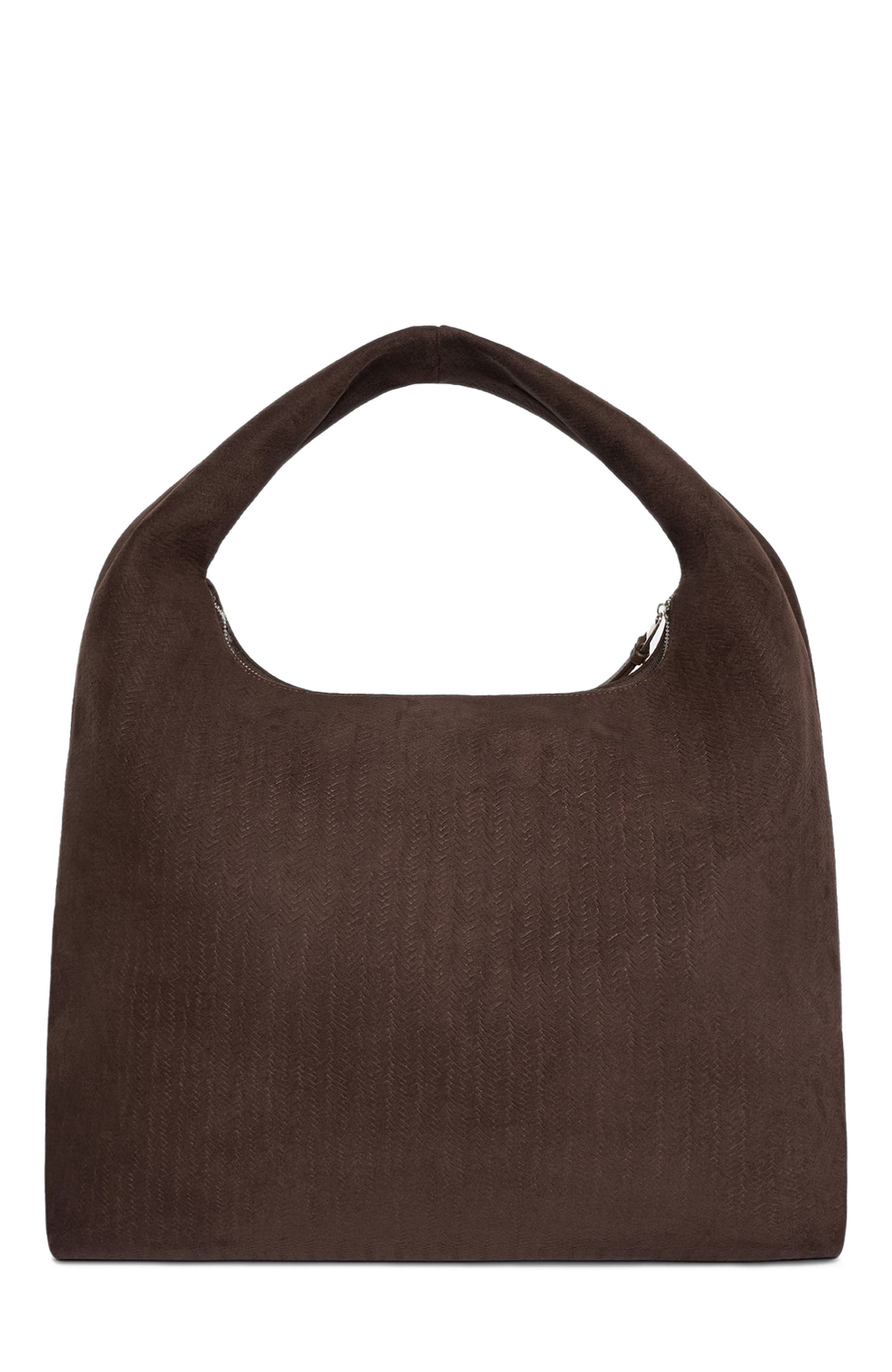 Manière De Voir Aubin Braided Suede Hobo Bag, Alternate, color, Brown