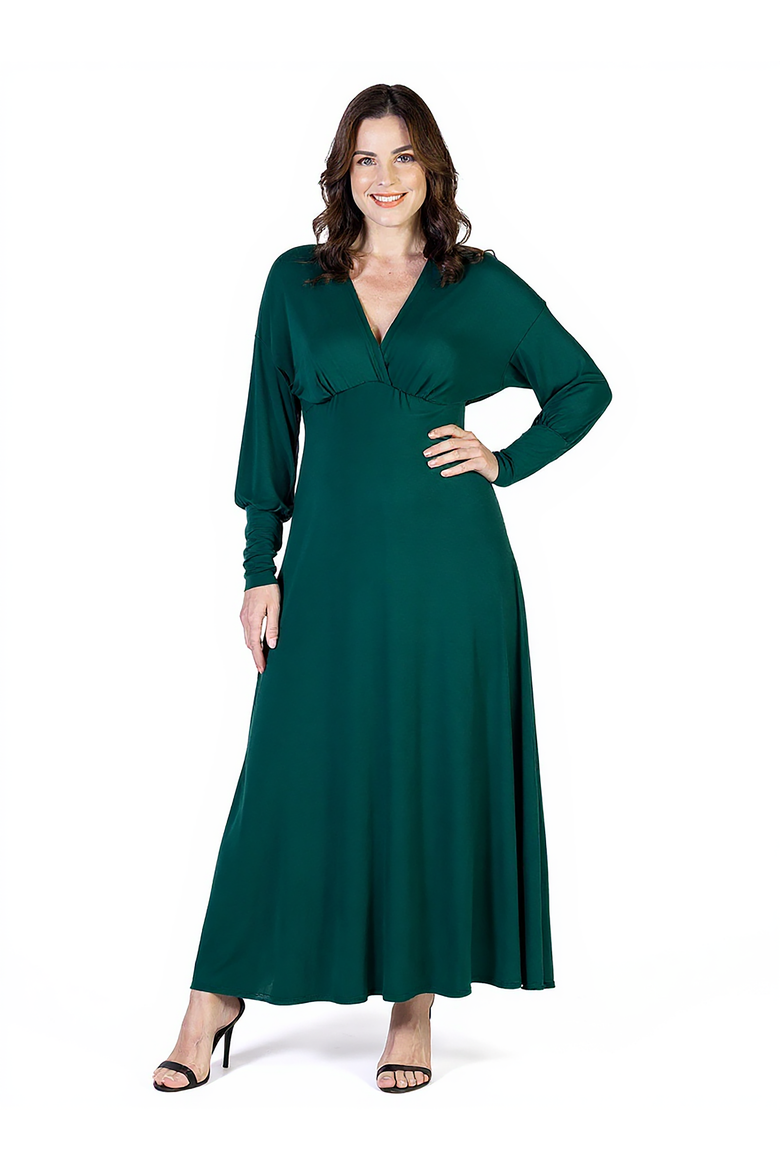 V-neck Long Sleeve Maternity Maxi Dress, Main, color, Hunter