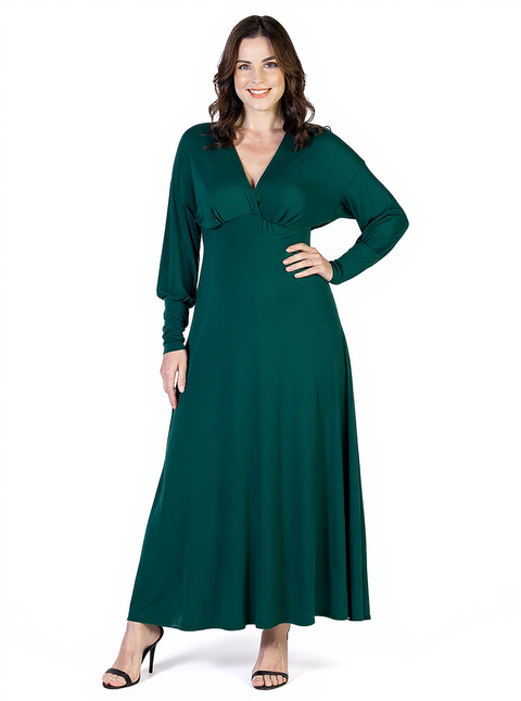 V-neck Long Sleeve Maternity Maxi Dress