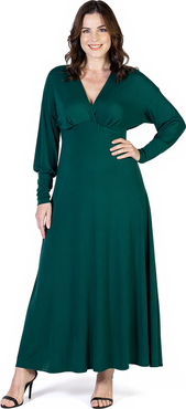 24seven Comfort Apparel V-neck Long Sleeve Maternity Maxi Dress