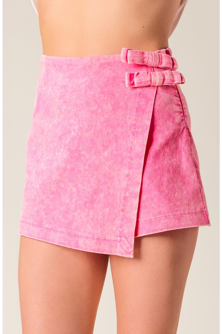 Acid Wash Double Bow Skort, Alternate, color, PINK ACID