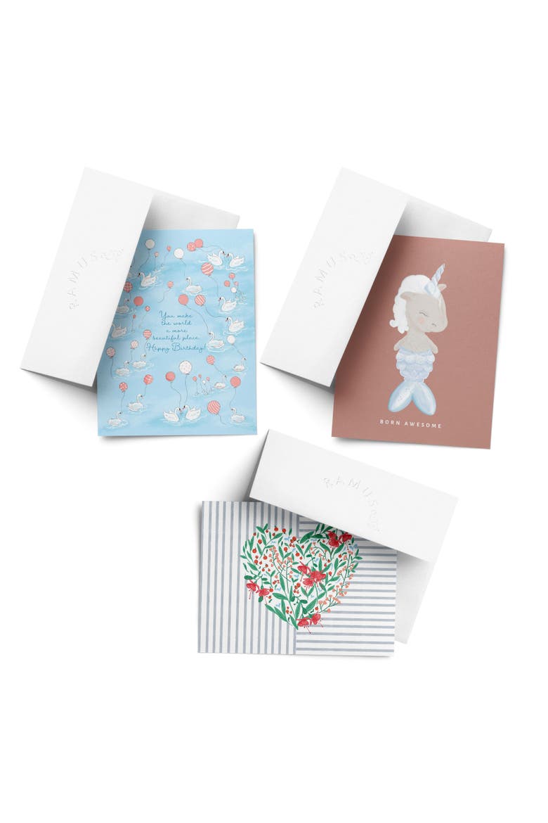 Baby Greeting Card Pack (3ct) "Swan Heart Unicorn", Main, color, Multi-Pack