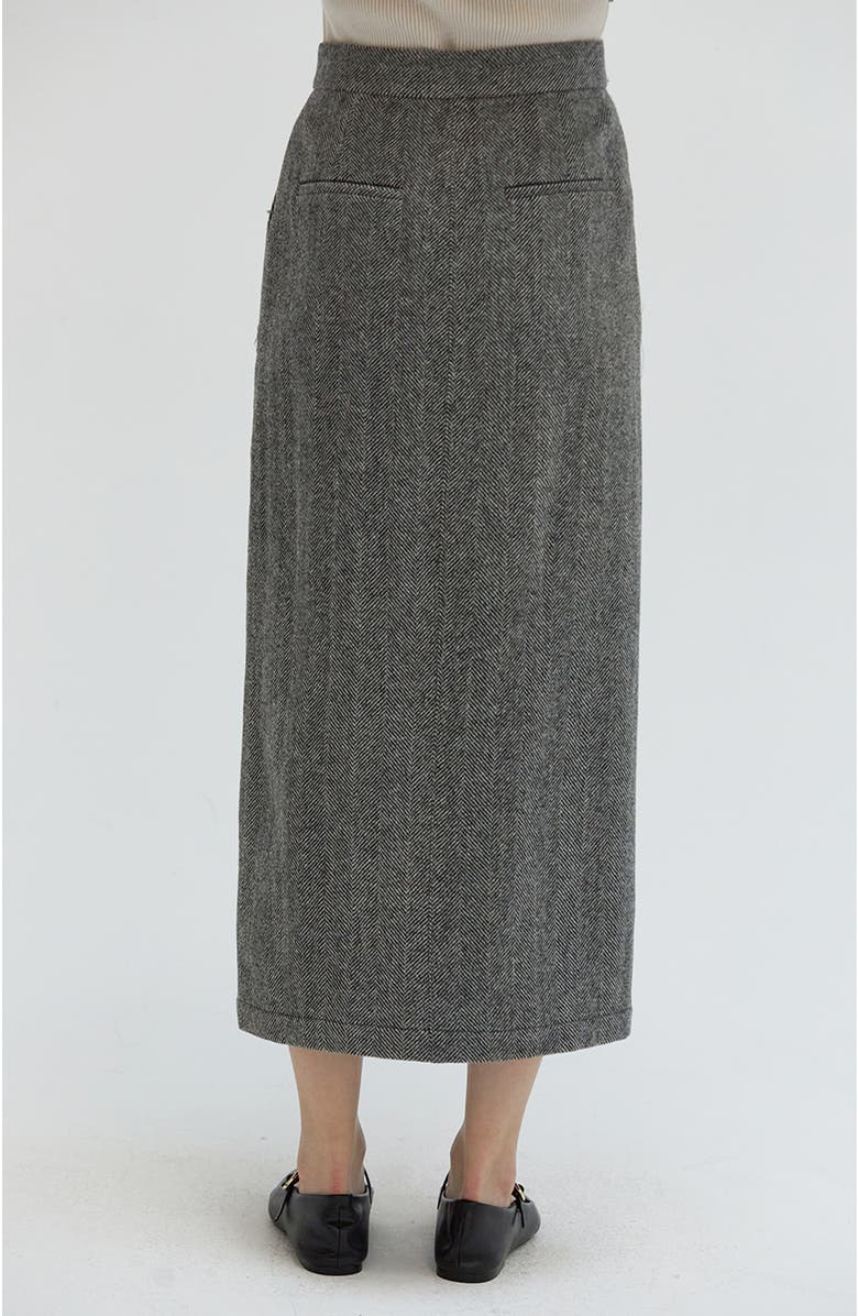 CRESCENT Brushed Herringbone Midi Skirt, Alternate, color, 