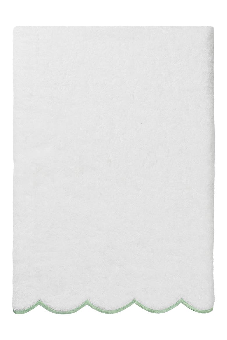 Adornia Scallop Bath Towel, Main, color, WHITE/ GREEN
