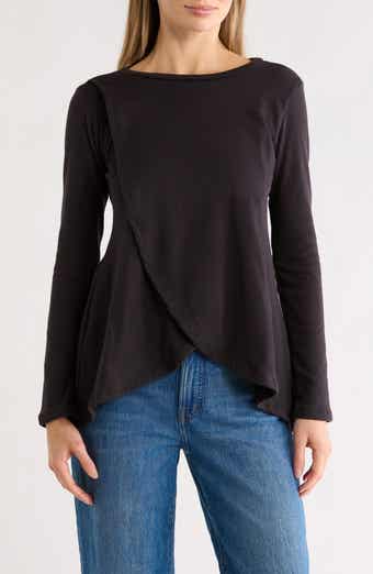 GO COUTURE Long Sleeve Cross Hem T-Shirt