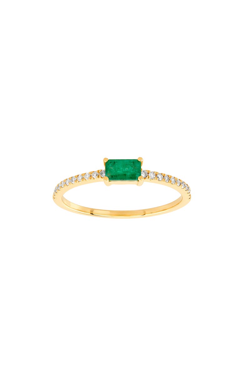 Frankie & Zoe 14K Yellow Gold Emerald & Diamond Stackable Ring, Main, color, 