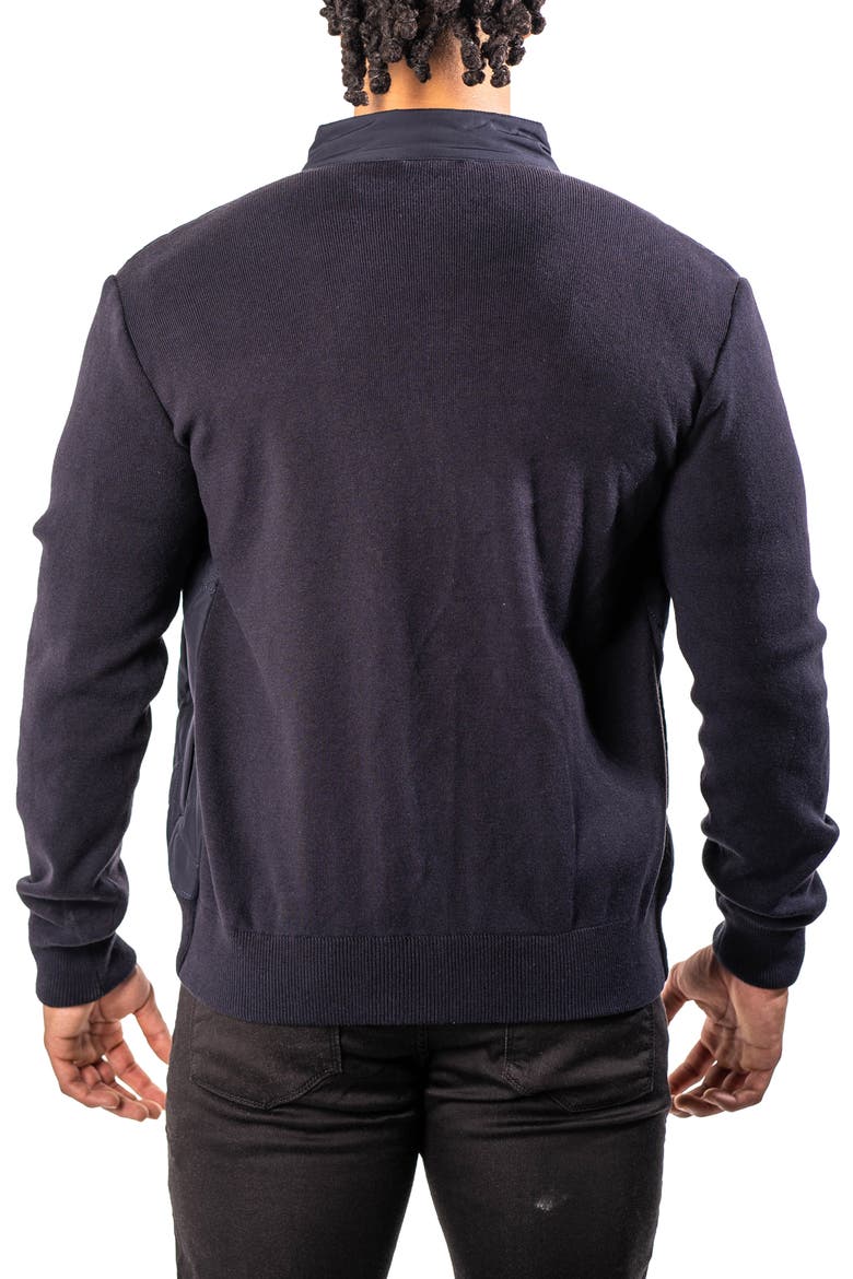 Quilted & Knit Bomber Jacket, Alternate, color, BLUE