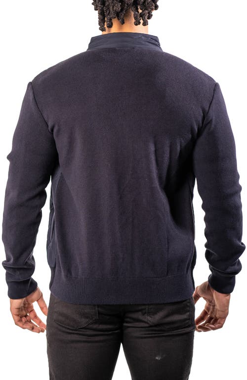 Maceoo Quilted & Knit Bomber Jacket In Blue