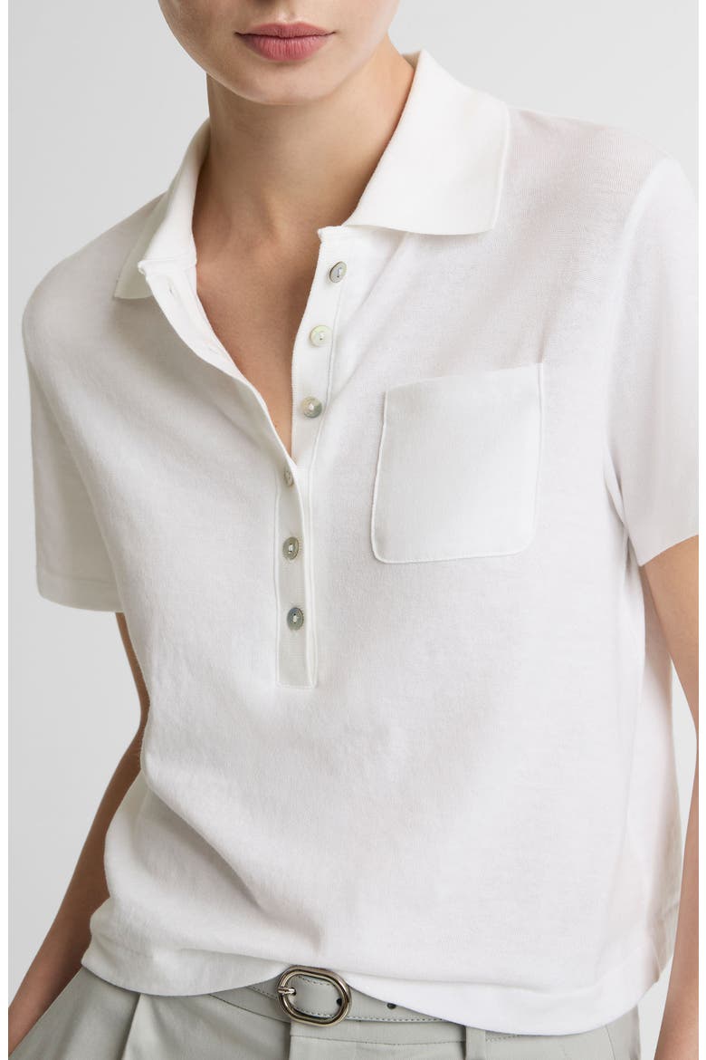 Pocket Crop Cotton Polo, Alternate, color, OPTIC WHITE