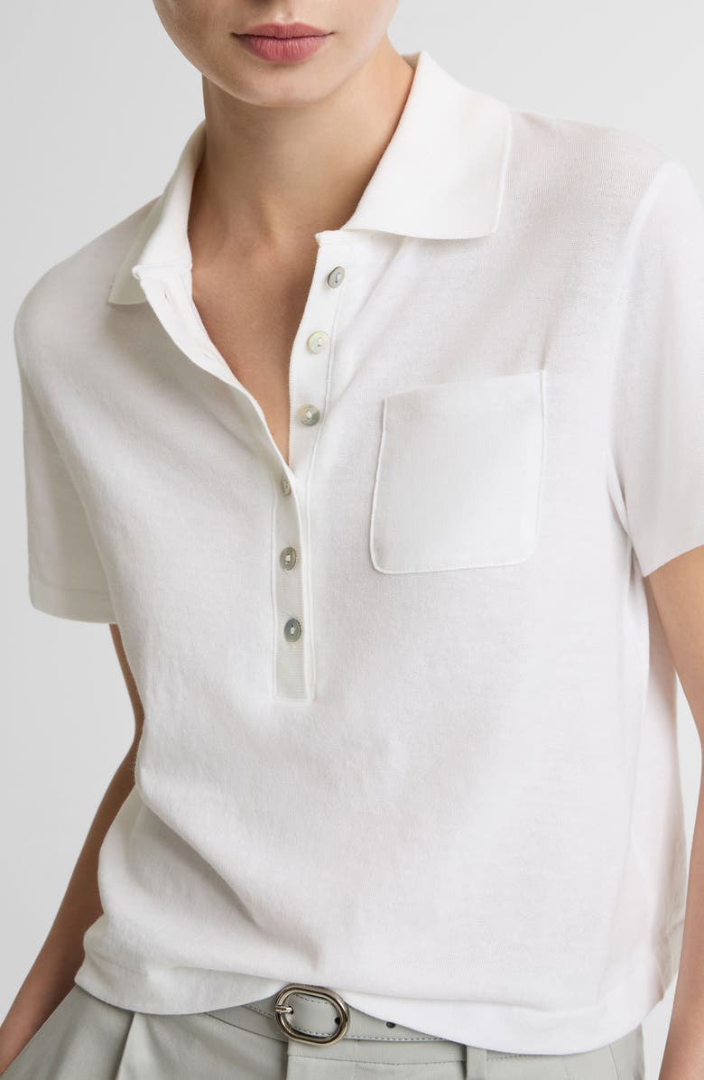 Vince Pocket Crop Cotton Polo, Alternate, color, Optic White