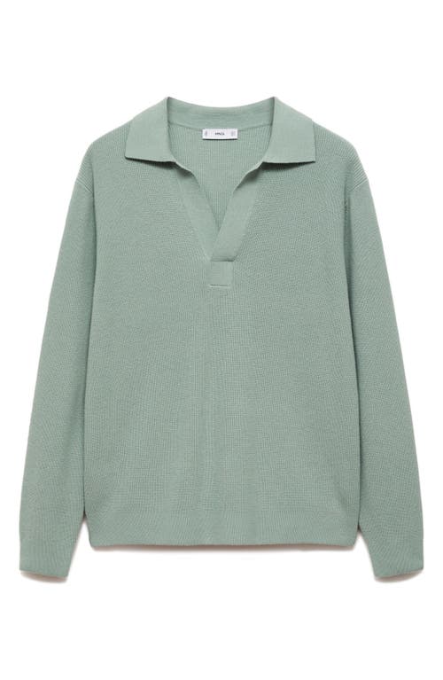 Mango Polo Sweater In Green