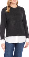 Karen Kane Mixed Media Layered Crewneck Sweater
