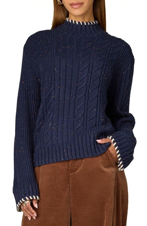 Cable Stitch Mock Neck Sweater