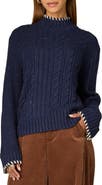 Wit & Wisdom Cable Stitch Mock Neck Sweater