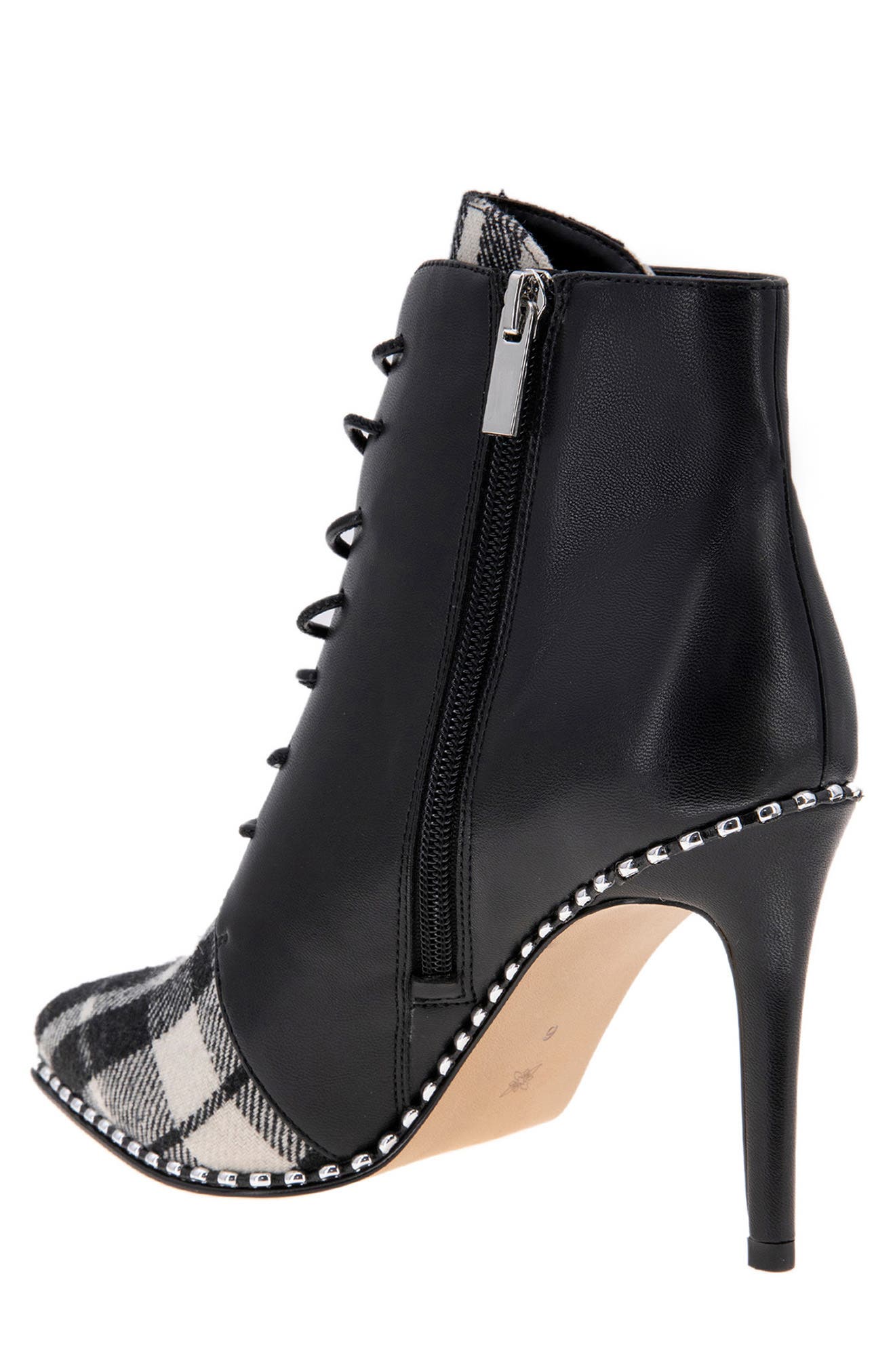 Haxah Ankle Bootie, Alternate, color, BLACK/ IVORY PLAID