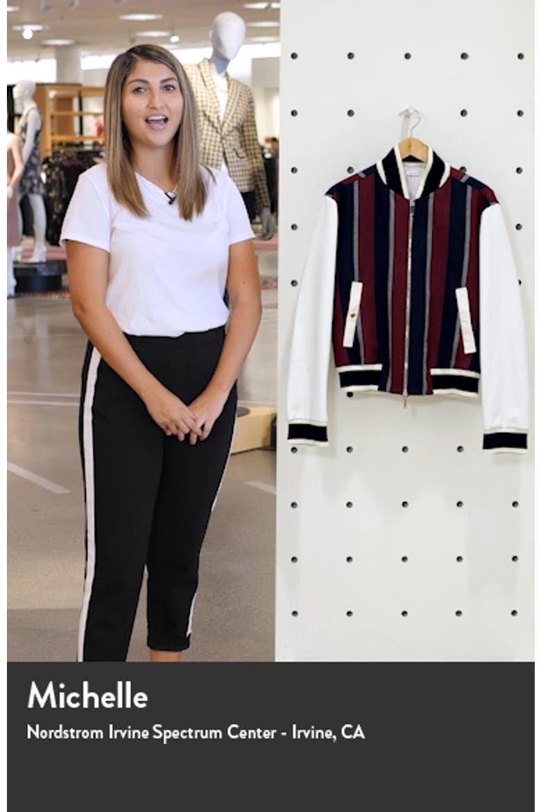 Stripe Wool & Deerskin Leather Bomber Jacket (Nordstrom Exclusive) video