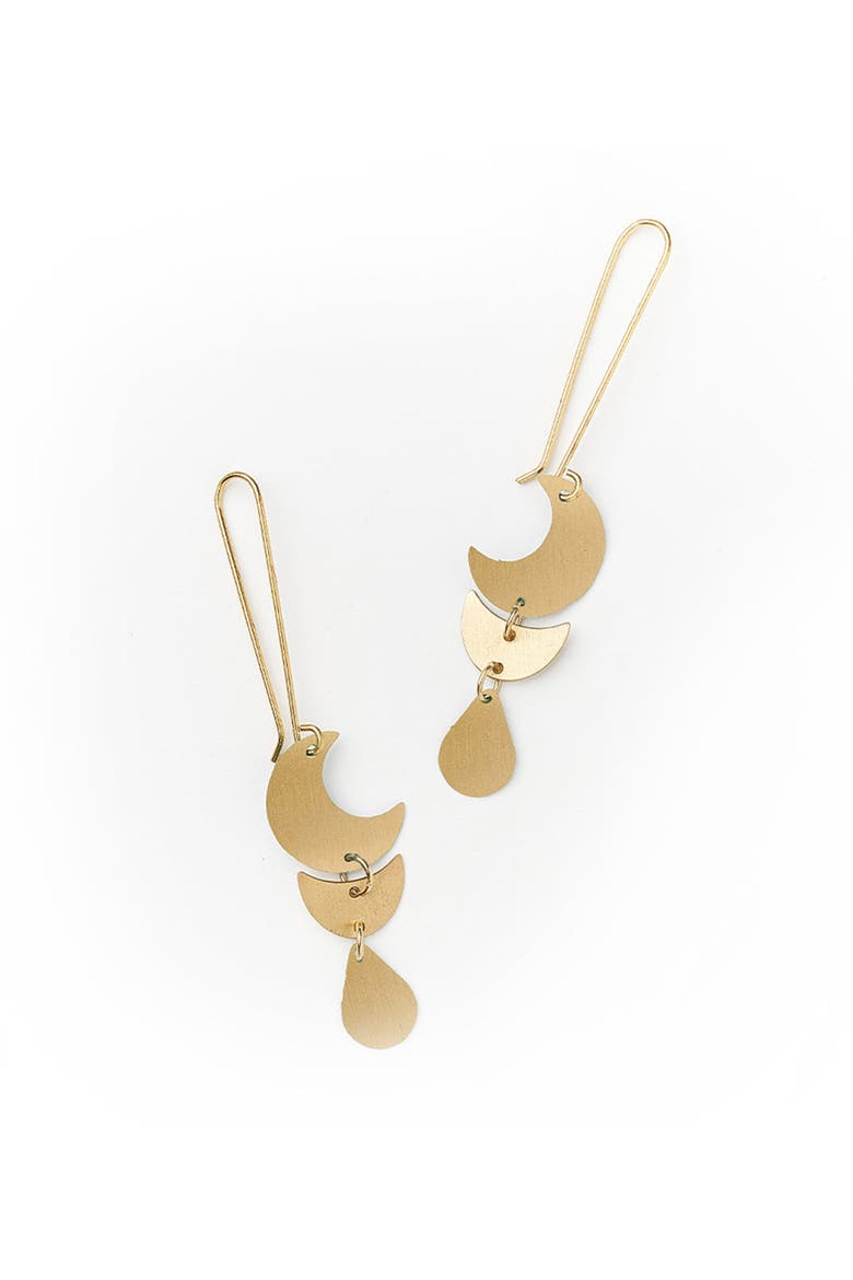 Rajani Moon Phase Drop Earrings, Main, color, Gold