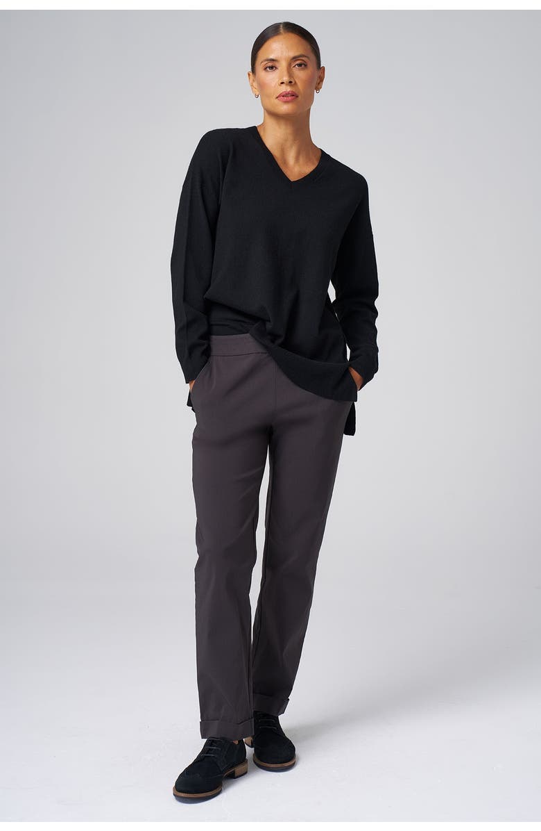 Franne Golde Structured Stretch Cuffed Tapered Pant, Alternate, color, Carbon