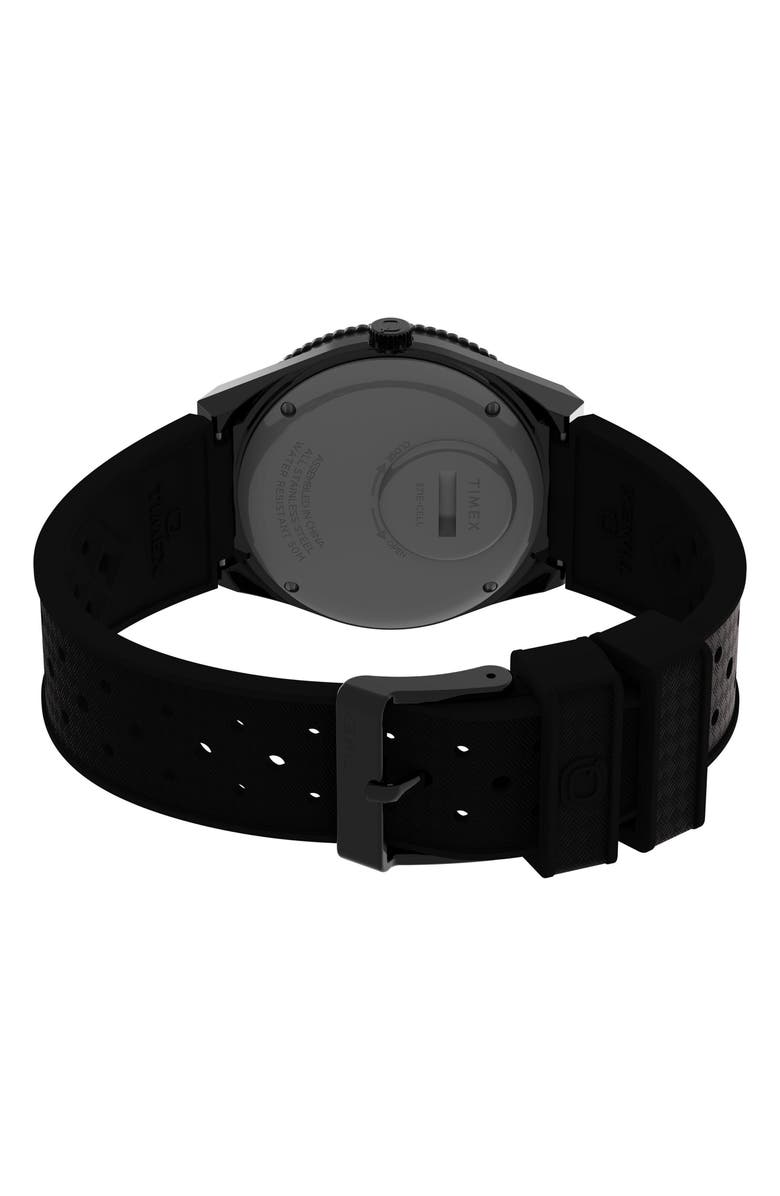 Timex<sup>®</sup> Q GMT Synthetic Rubber Strap Watch, 38mm, Alternate, color, Black