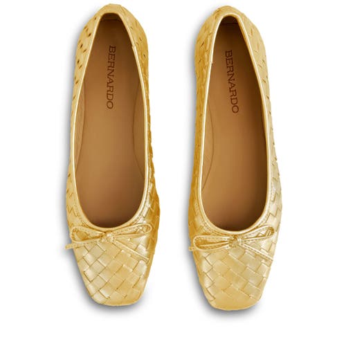 Bernardo Footwear Gwynn Woven Ballet Flat In Gold