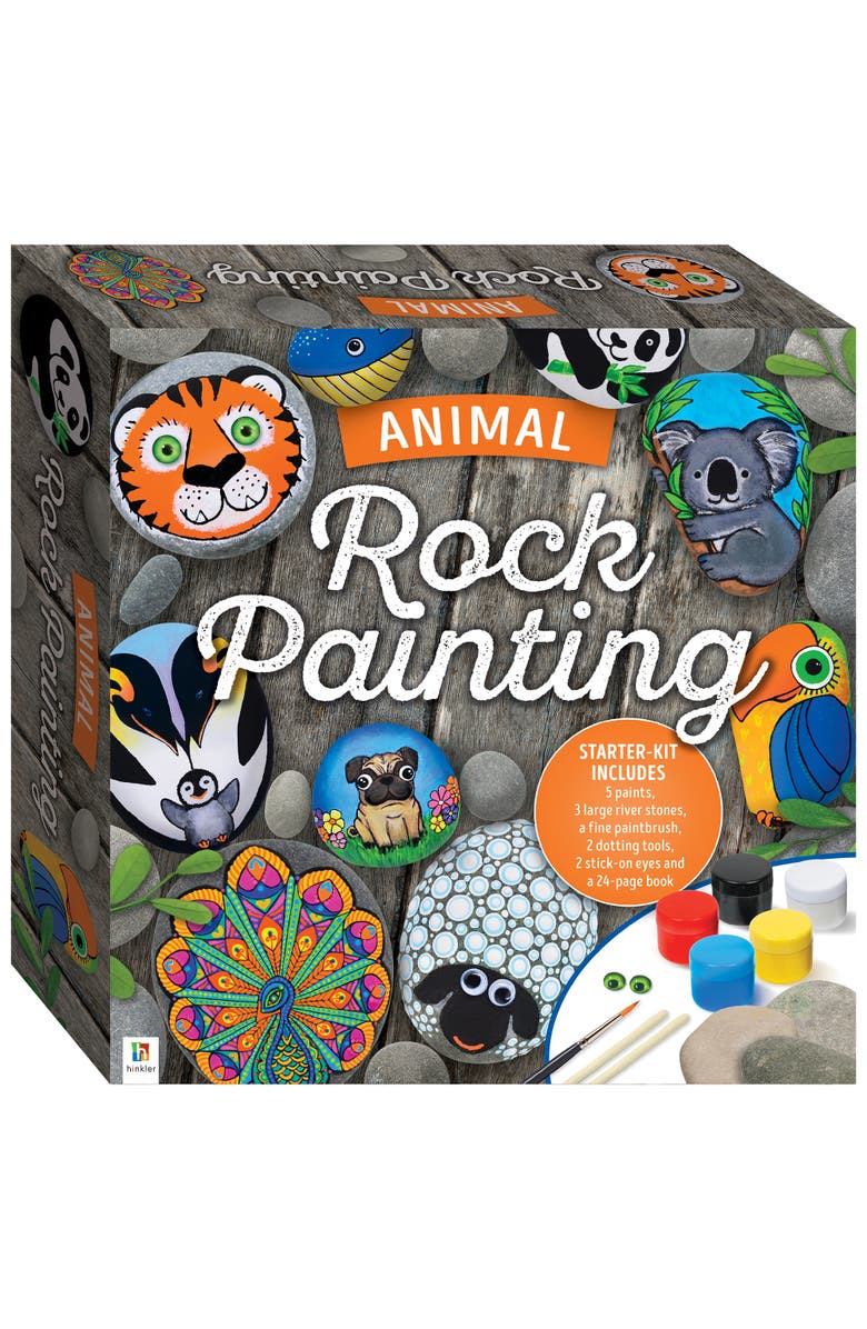 Craft Maker Hinkler DIY Animal Rock Painting Box Set, Main, color,