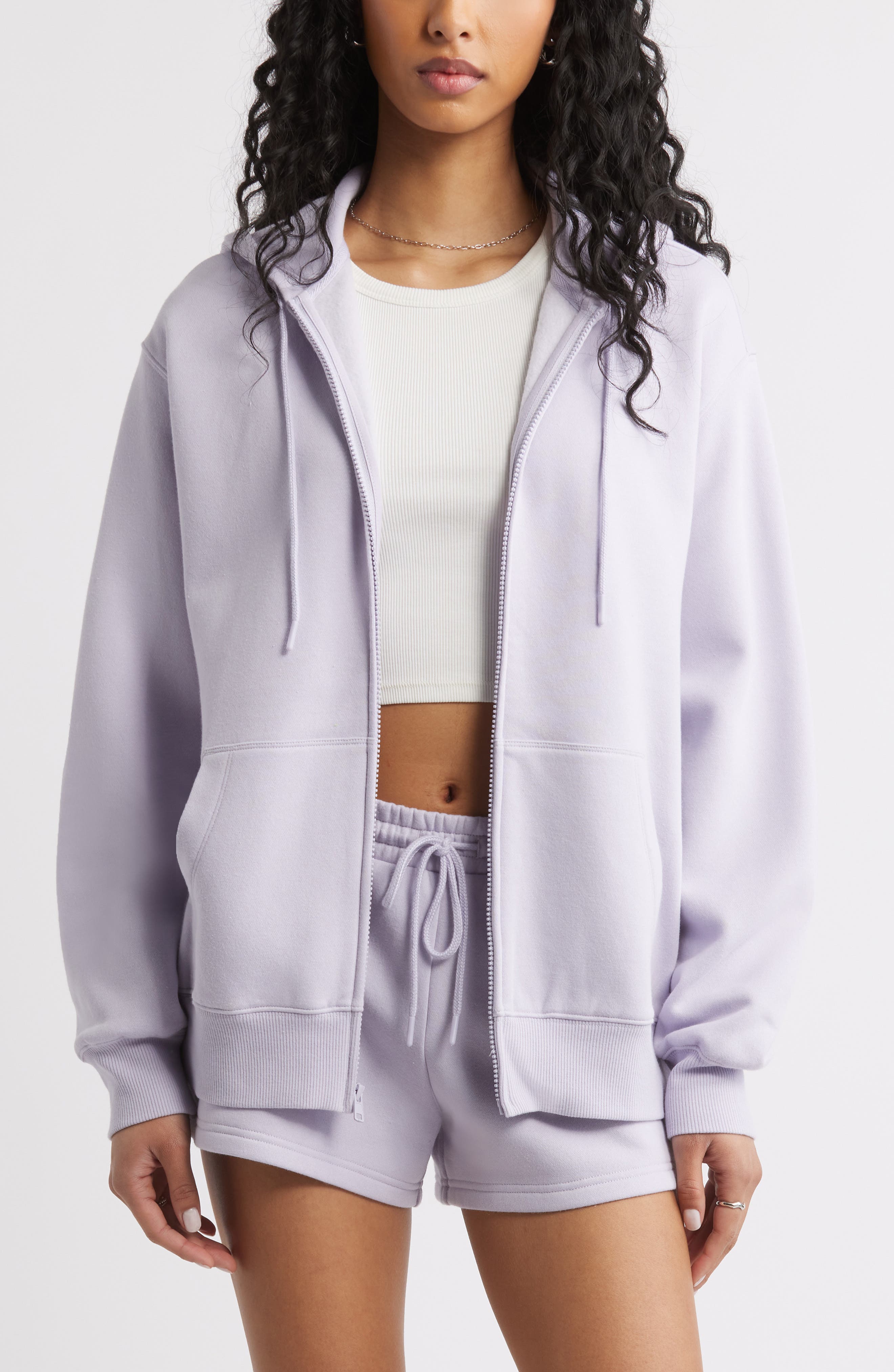 Oversize Zip Fleece Hoodie