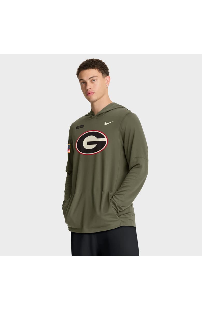 Nike Men's Nike Olive Georgia Bulldogs 2025 Military Appreciation Dri-FIT Long Sleeve Hoodie T-Shirt, Main, color, Olive