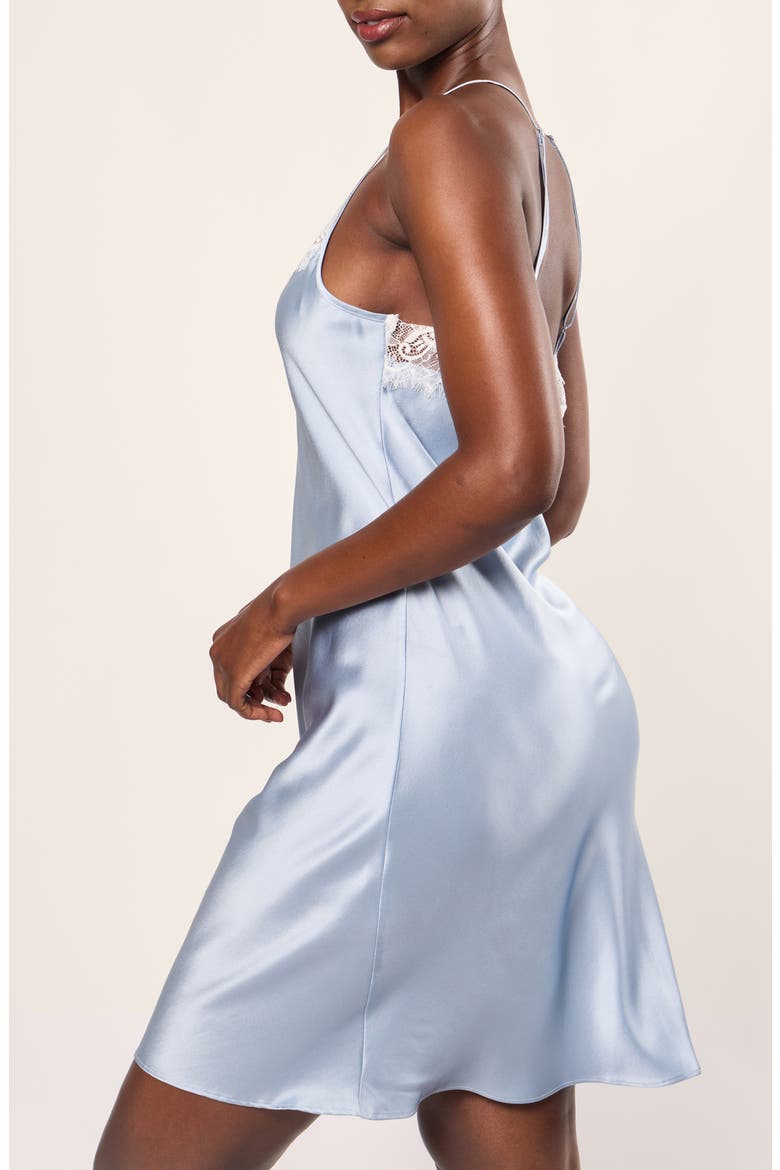 Periwinkle Lace Mulberry Silk Nightgown, Alternate, color, BLUE