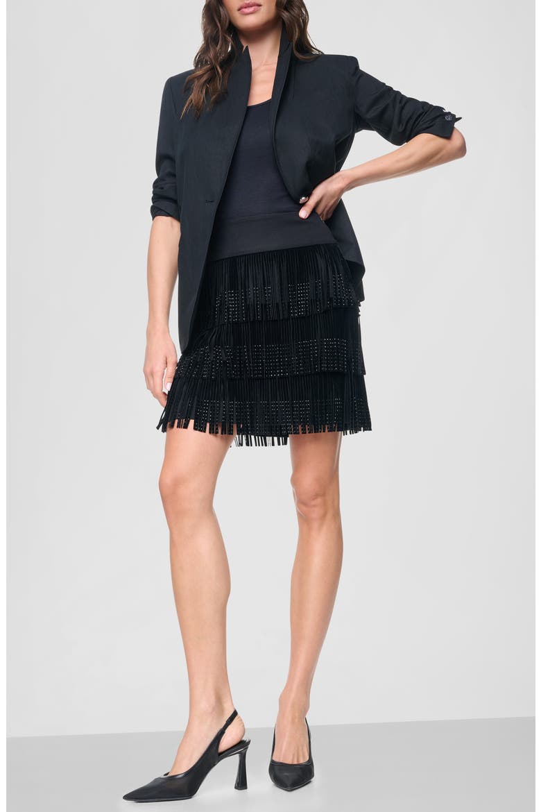 Rhinestone Fringe Miniskirt, Alternate, color, BLACK