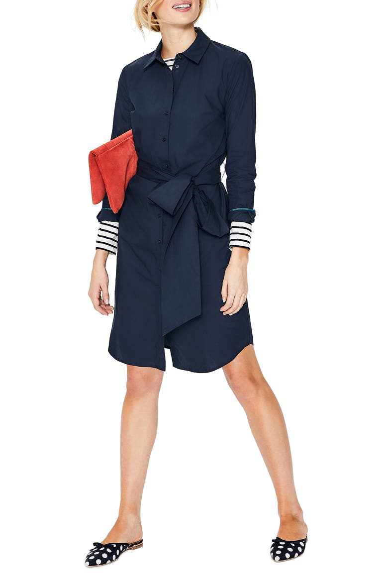 Long Sleeve Shirtdress, Main, color, NAVY
